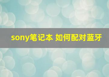 sony笔记本 如何配对蓝牙